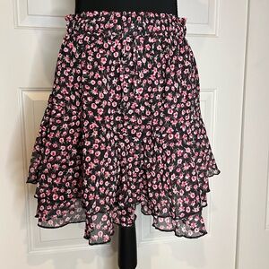 NWOT Floral Ruffle Chiffon Flowy Skirt/Skort, Size Medium